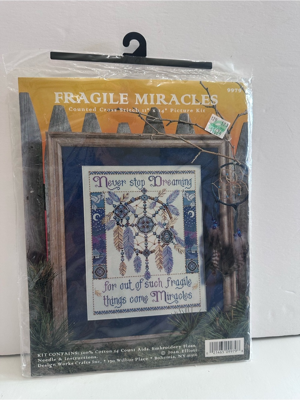'Never Stop Dreaming' Cross Stitch Wall Art - Blue
